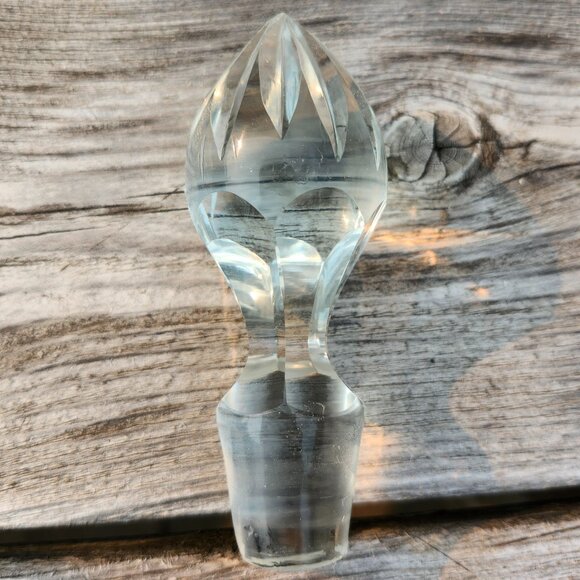 French Vintage Decorative Crystal Glass Bottle Stopper Decanter - Picture 2 of 3